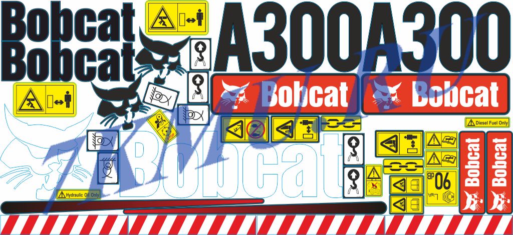 Набор стикеров на погрузчик Бобкэт А300